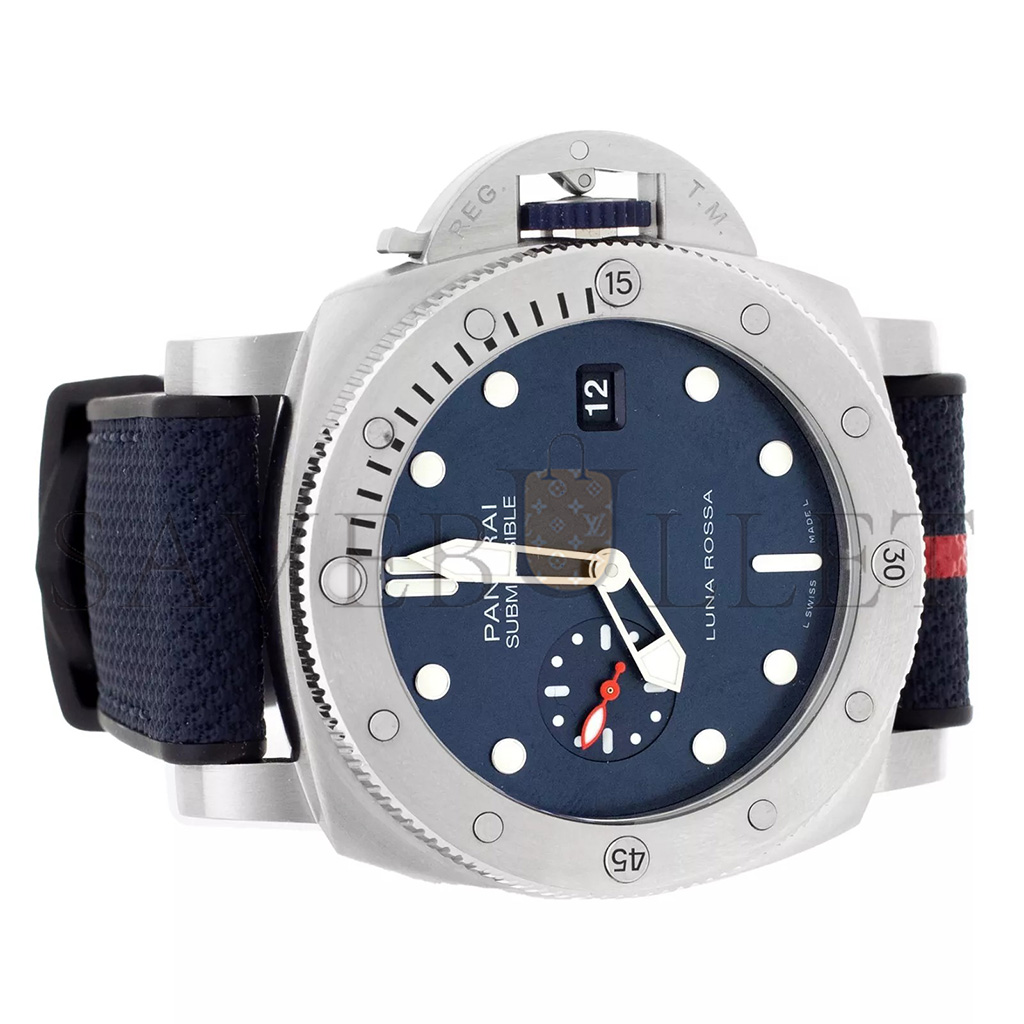 PANERAI SUBMERSIBE LUNA ROSSA STAINLESS STEEL BLULE DIAL 44MM WATCH PAM01391